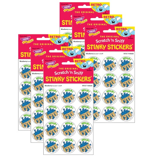 TREND Enterprises&#xAE; Wild! Blueberry Scented Stickers, 6 Packs of 24